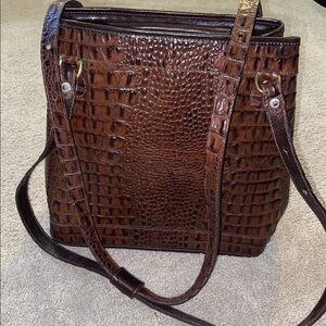 Brahmin Brown Croc-Embossed Shoulder Bag